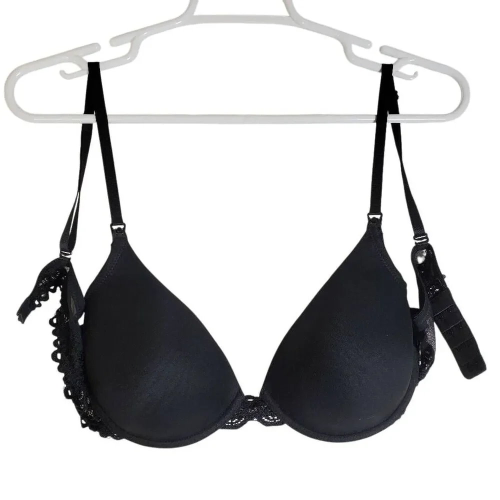 Natori Private Luxuries Lace Trim Underwire Maternity Nursing Bra Black Size 38C